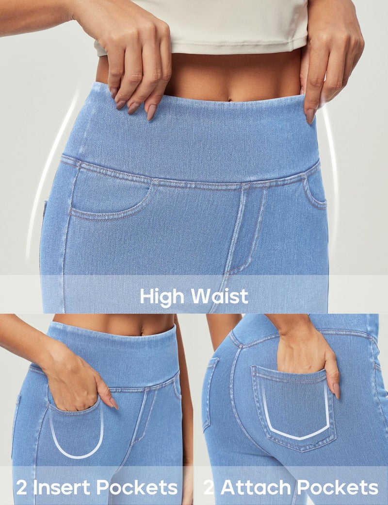 Heathyoga Stretchy Jeans for Women Trendy High Waist Pull On Jeggings Tummy Control Womens Skinny Jeans Leggings with Pockets - Image 3