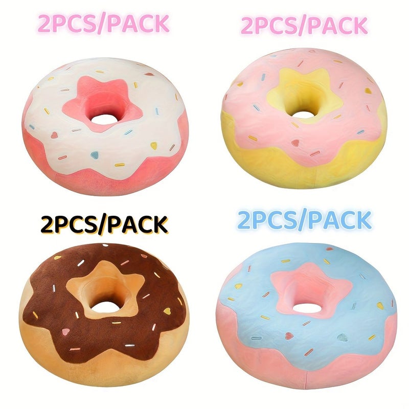 2 Pack Round Cutout Style Chair Pads White Powder 14.7 Inch Hollow Design Medium Soft Resilience Lightweight Seat Cushion For Sofas Chairs Floors And Couch Pads - Image 1