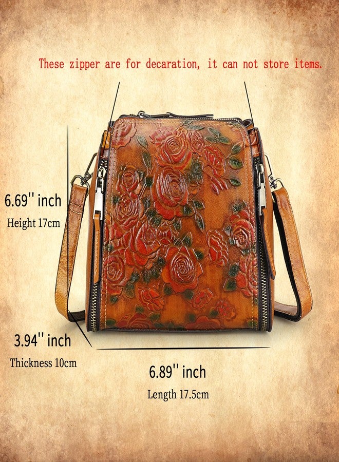 LETEULO Crossbody Bag for Women Leather Top Handle Tote Purses Vintage Satchels Handbag (Rose Brown) - Image 2