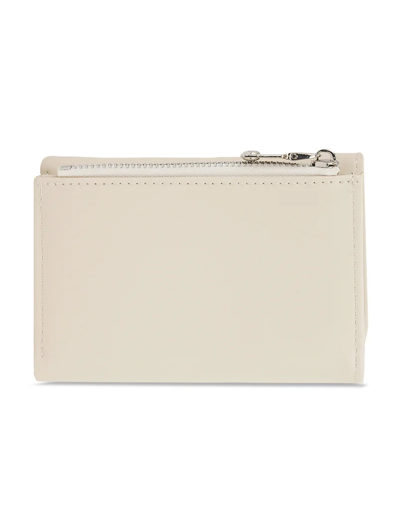 Globus Women White Textured Tri-Fold Wallet With Zip Coin Pocket