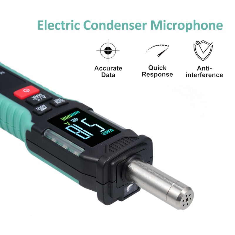 مقياس ديسيبل FY8837 مع ترجيح A/C، مقياس مستوى صوت رقمي من 30 إلى 130 ديسيبل، جهاز فحص ضوضاء محمول عالدقة مع شاشة LCD ملونة، جهاز قياس ضوضاء منزلي مع وظائف الحد الأقصى (MAX) والحفاظ على البيانات (Data Hold) و - Image 3