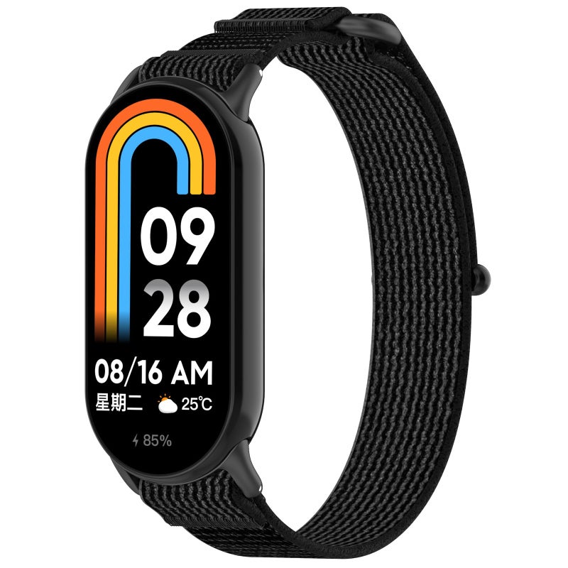 Disscool Nylon Replacement Wristbands Compatible with Xiaomi Band 9/8/NFC, Adjustable Quick Release Strap – Black - Image 2