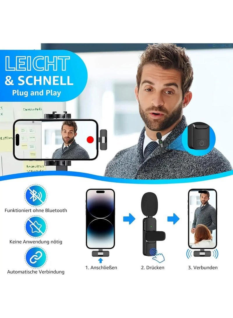 ميكروفون لافالير لاسلكي مزدوج ZFSZ K1 لأجهزة iPhone وأجهزة Android المزودة بمنفذ Type-C - ميكروفون لافالير 2 في 1 يعمل بمجرد التوصيل، مزود بمحول iOS وواقيات رياح من الفرو، مع خاصية تقليل الضوضاء، مثالي للمقابلات وTikTok وYouTube - Image 4