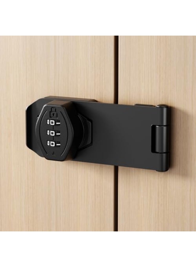 ETEKJOY Cabinet Lock Keyless 3-Digit Password Combination Code Hasp Latch Lock Twist Knob Wodden Drawer Cupboard (Black, 4 inch) - Image 1