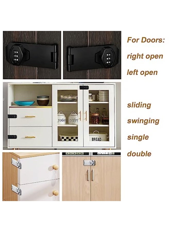 ETEKJOY Cabinet Lock Keyless 3-Digit Password Combination Code Hasp Latch Lock Twist Knob Wodden Drawer Cupboard (Black, 4 inch) - Image 2