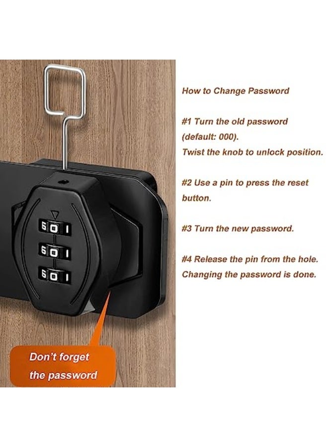 ETEKJOY Cabinet Lock Keyless 3-Digit Password Combination Code Hasp Latch Lock Twist Knob Wodden Drawer Cupboard (Black, 4 inch) - Image 5