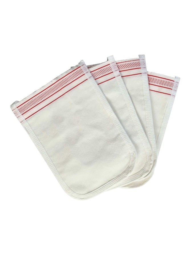 Cacala (White with Burgundy Stripes) - Turkish Exfoliating Gloves - Face & Body Exfoliation Mitts - Bath Hammam Spa Exfoliator Kese Glove - Body Scrub Glove To Remove Dead Skin - Brighten & Soften Skin - ... - Image 1
