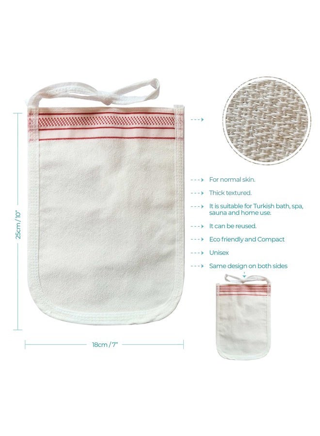 Cacala (White with Burgundy Stripes) - Turkish Exfoliating Gloves - Face & Body Exfoliation Mitts - Bath Hammam Spa Exfoliator Kese Glove - Body Scrub Glove To Remove Dead Skin - Brighten & Soften Skin - ... - Image 5