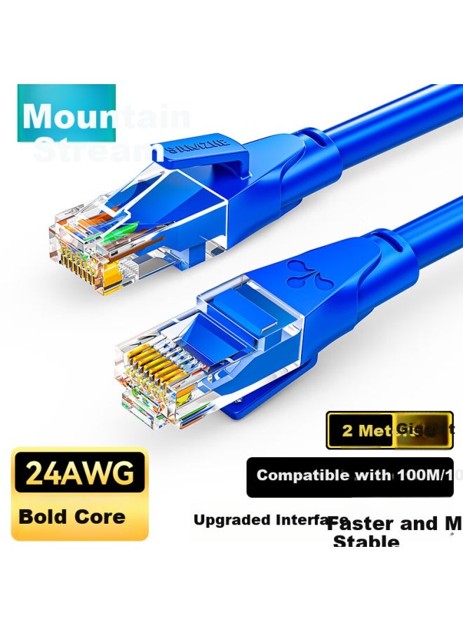 Samzhe Cat6 Gigabit Ethernet Cable, High-speed Broadband Cable For Engineering, Monitoring, Computer, Router, Network Connection, Home Use, Patch Cord, 8-core Twisted Pair, Blue 2 Meters, Lwd6020 - Image 1
