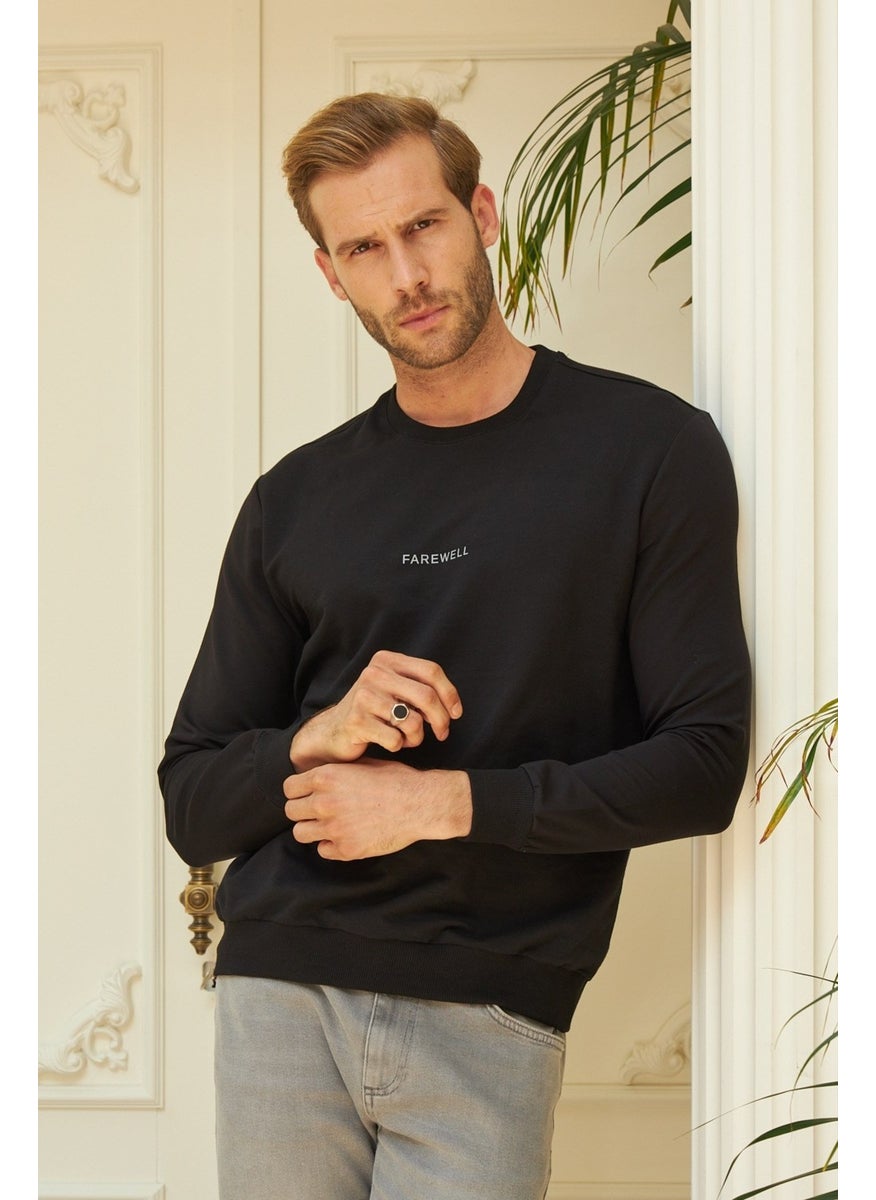 Odelon - Men's Crew Neck Oversize Sweatshirt Black - Image 1