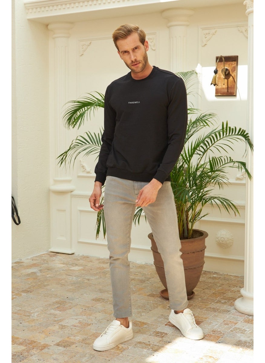 Odelon - Men's Crew Neck Oversize Sweatshirt Black - Image 1
