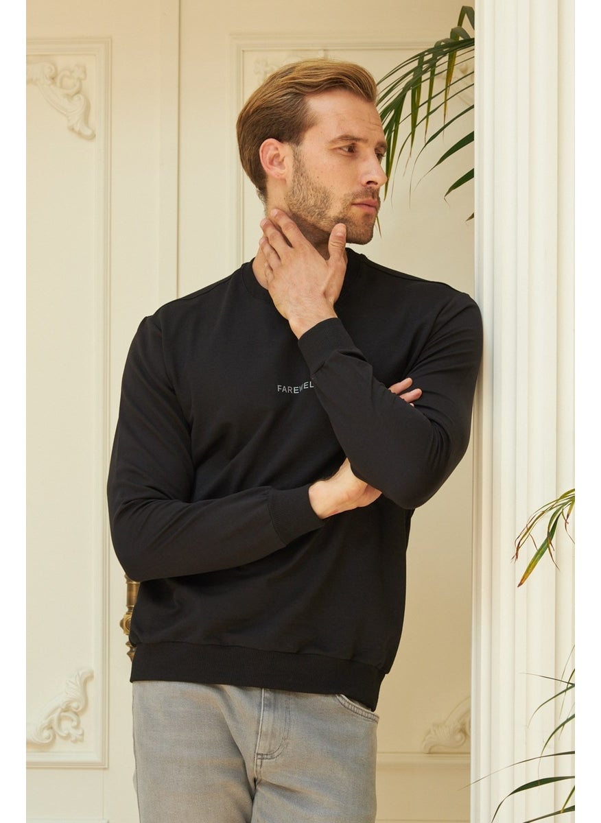 Odelon - Men's Crew Neck Oversize Sweatshirt Black - Image 1