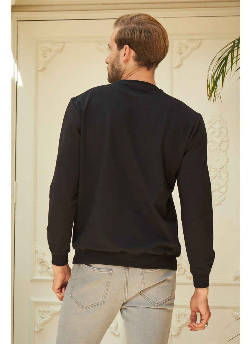 Odelon - Men's Crew Neck Oversize Sweatshirt Black - Image 1