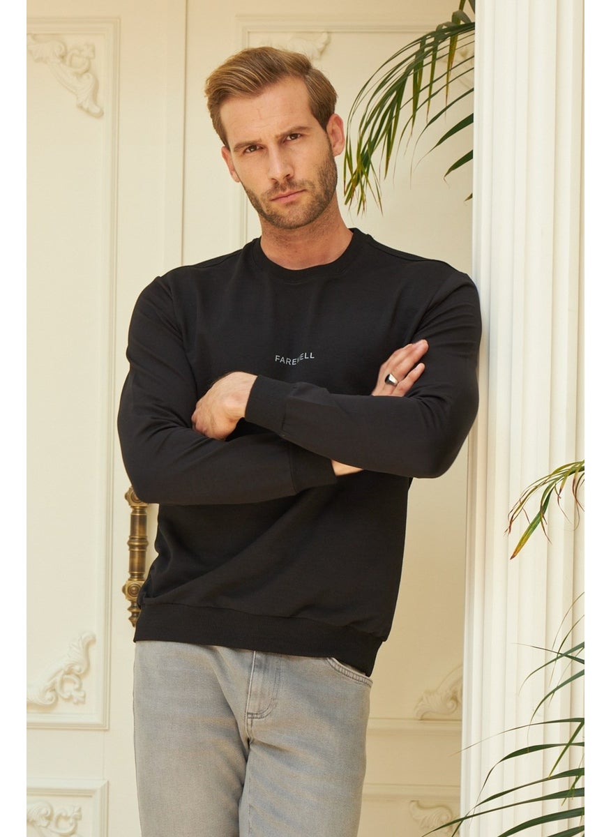 Odelon - Men's Crew Neck Oversize Sweatshirt Black - Image 1
