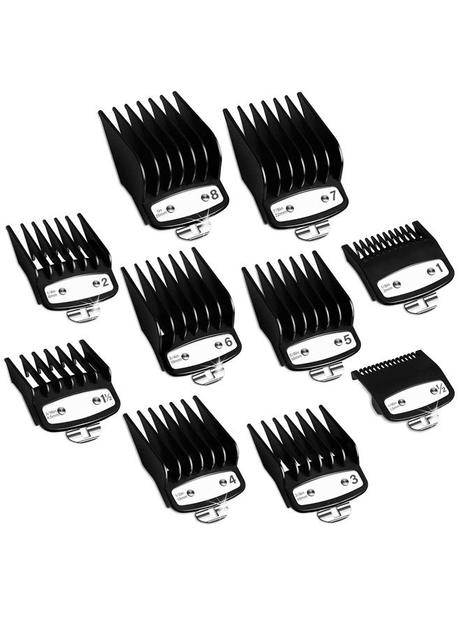 CR8GR8 Professional Hair Clipper Guards Guides 10 Pcs Coded Cutting Guides #3170-400- 1/8” to 1 fits for All Wahl Clippers(Black-10 pcs) - Image 1