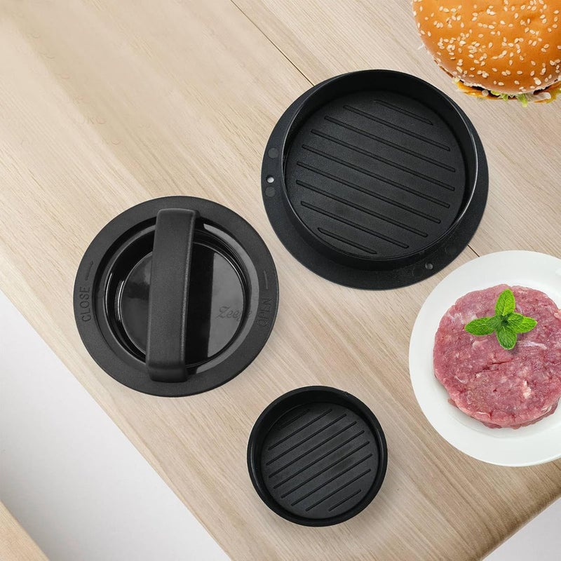 Hamburger Press 3 in 1 Manual Meat Patty Maker, Non Stick Round Plastic Black - Easy Release, Durable ABS Material, Ideal for Home and Outdoor Use - Image 4
