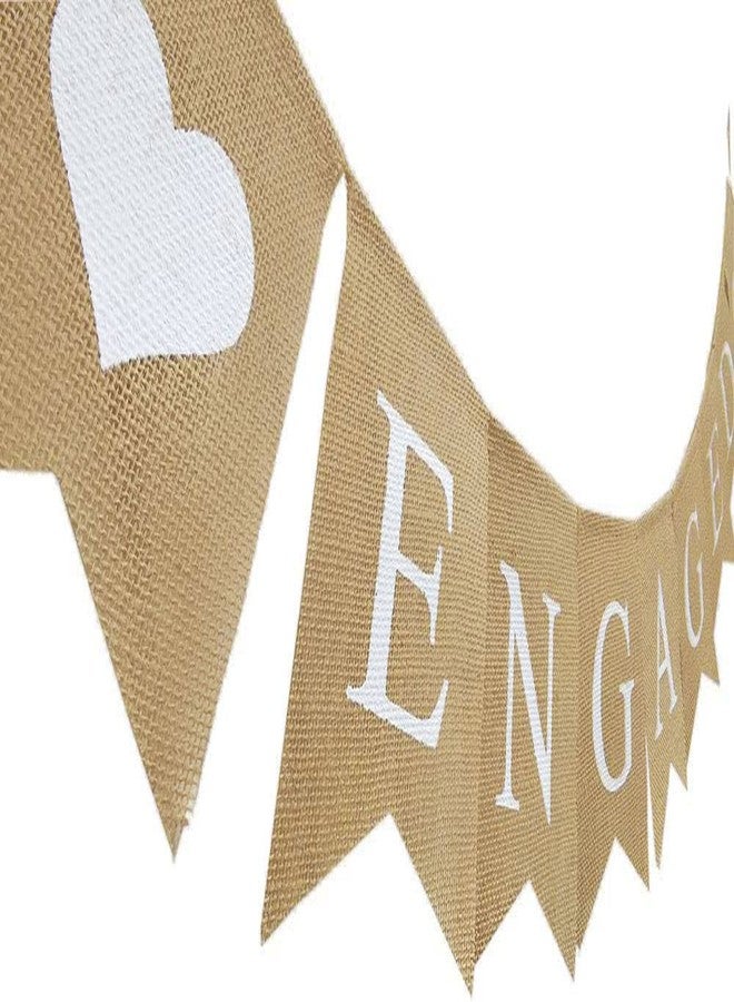 CROWNOS Engaged Burlap Banner Rustic Engagement Party Decorations Bunting Garland - Image 3