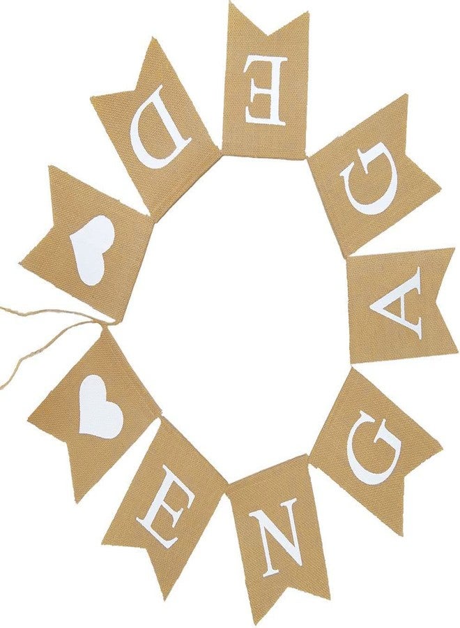 CROWNOS Engaged Burlap Banner Rustic Engagement Party Decorations Bunting Garland - Image 4