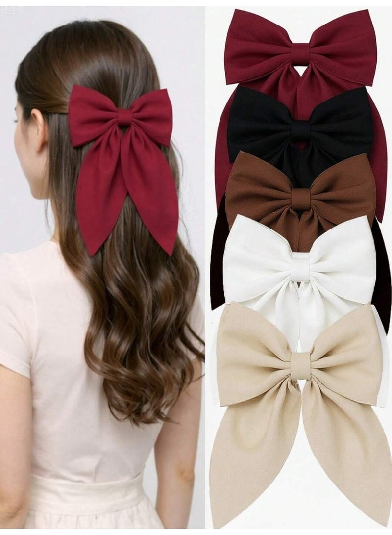 5 Pcs of Pure Fabric Hair Clips in Assorted Colors, Suitable for All Ages - Image 1