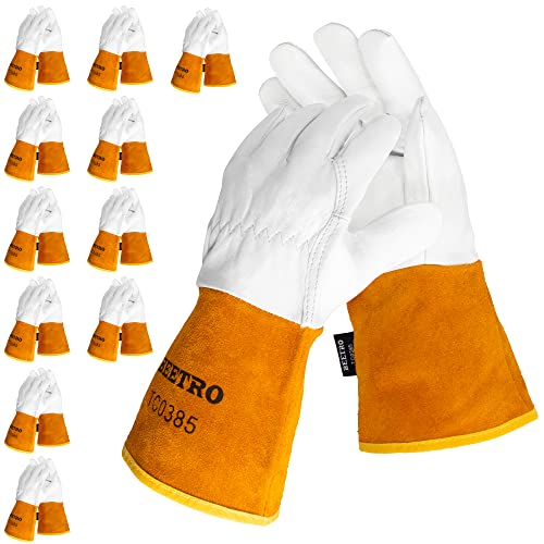 BEETRO Working Gloves 12 Pairs, Tig Welding Cowhide Split Leather, Heat/Fire Resistant BBQ/Warehouse/Heavy Duty/Animal Handling Glove, Extremely Soft and Flexible - Image 1