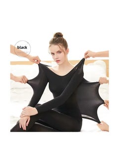Generic Set of woman seamless thermal ultra-thin not thick long sleeve top and tights set  - Image 2