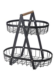 VIO 2 Tier Countertop Metal Fruit Basket Fruit Bowl Breadbasket Vegetable Holder for Kitchen Countertop Home Storage Display Stand Black  - Image 2