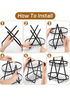 VIO 2 Tier Countertop Metal Fruit Basket Fruit Bowl Breadbasket Vegetable Holder for Kitchen Countertop Home Storage Display Stand Black  - Image 4