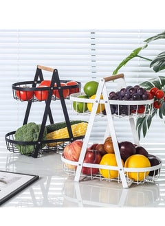 VIO 2 Tier Countertop Metal Fruit Basket Fruit Bowl Breadbasket Vegetable Holder for Kitchen Countertop Home Storage Display Stand Black  - Image 3