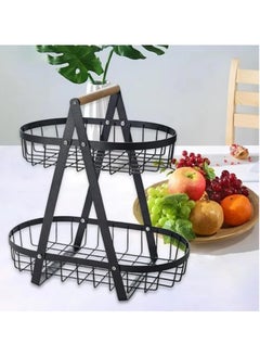 2 Tier Countertop Metal Fruit Basket Fruit Bowl Breadbasket Vegetable Holder for Kitchen Countertop Home Storage Display Stand Black - pzsku/Z10BD8D552E65F5B3BAE0Z/45/_/1735800564/ce3f8ff9-ba10-4e35-be7e-dfb927f6fd17