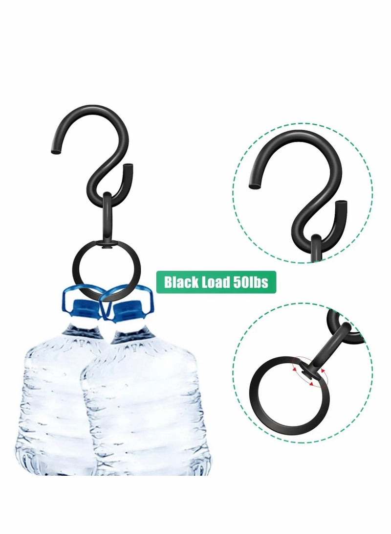 Black Swivel Plant Hanger Metal Hooks Rotating Extensions Outdoor Hanging Basket for Bird Feeder Planters Wind Chimes(8 Pieces) - Image 2