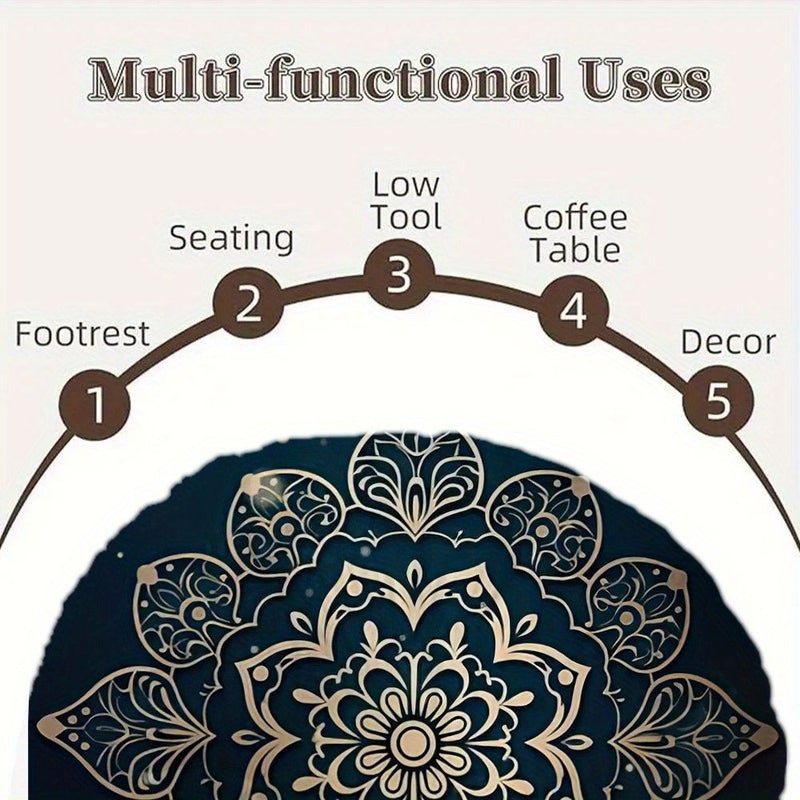 Bohemian Golden Mandala Cushion Round Decorative Pillow 40x40cm For Yoga Meditation Home Office - Image 5