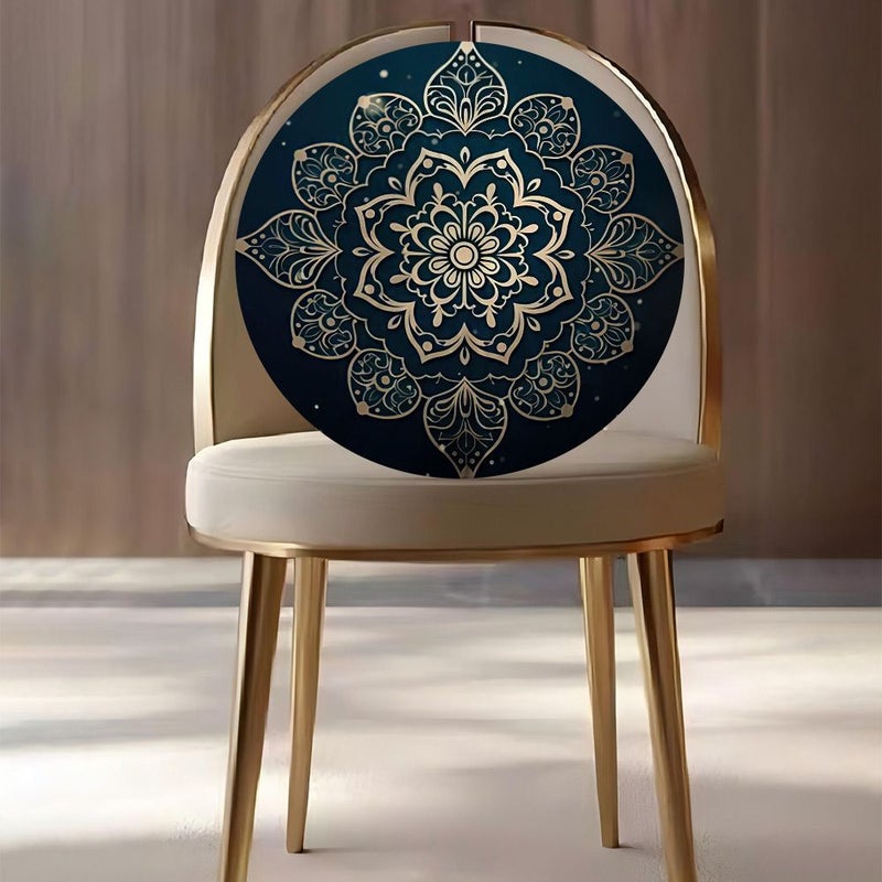 Bohemian Golden Mandala Cushion Round Decorative Pillow 40x40cm For Yoga Meditation Home Office - Image 4