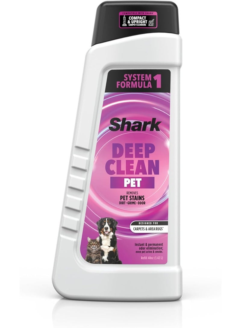 Shark Deep Clean Pet Formula for All Shark Upright and Portable Carpet Cleaners, Formulated for All Carpets, Upholstery & Area Rugs, Tackles Tough Pet Messes and Odors, 48oz, EXCP48
