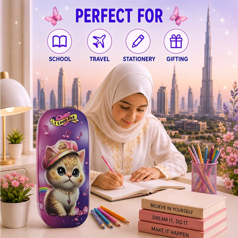 Cocobee Cat Cop Pencil Case With Internal Mesh Pocket, Sturdy Build, Zipper Closure – Girls, 3+ Years, Multicolor - Image 5