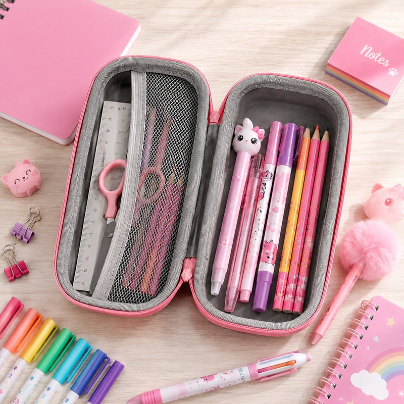 Cocobee Cat Cop Pencil Case With Internal Mesh Pocket, Sturdy Build, Zipper Closure – Girls, 3+ Years, Multicolor - Image 3