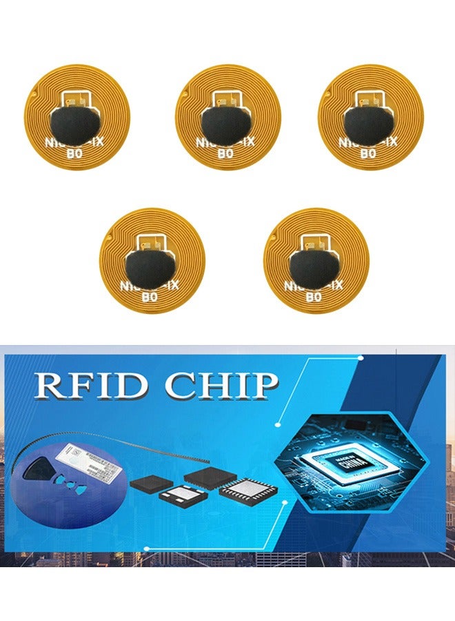 ZVEV 5PCS NFC RFID 213 Chip Inside Mini Bluetooth Pairing RFID NFC Tag Programmable NFC Card Control Management Works to Android NFC Smartphones Devices(5mm) - Image 1