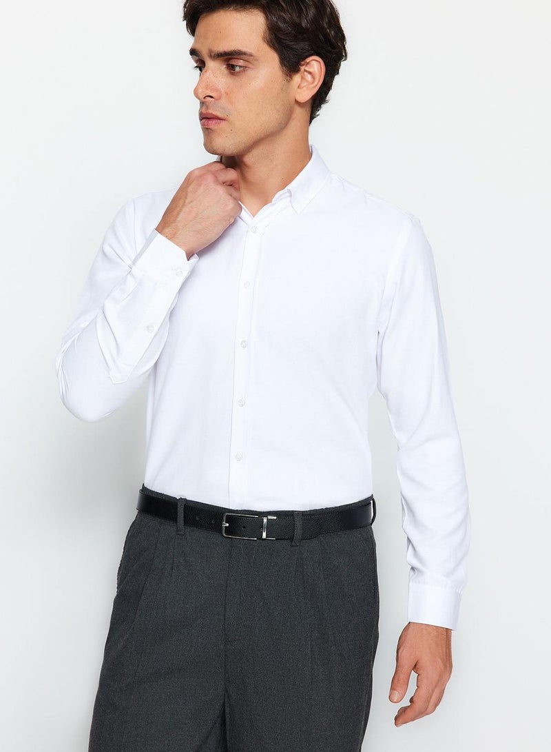 trendyol White Slim Fit Easy Ironable Smart Men's Shirt Tmnaw24Go00096 - Image 3