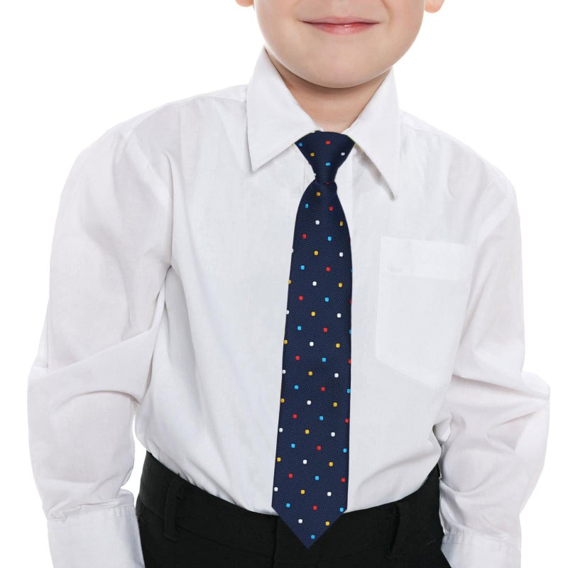 BELLUNO Boy's Pre-tied Necktie and Pocket Square Set, Hook and Loop Small Ties for Kids and Pre-teens - Image 4