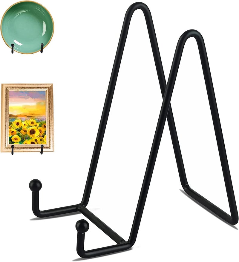 2 Pack 6 Inch Display Stands for Display Plate Picture Stand, Iron Frame Plate Rack Display Rack Metal Frame Rack for Pictures, Photos, Decorative Plates and Tabletop Art