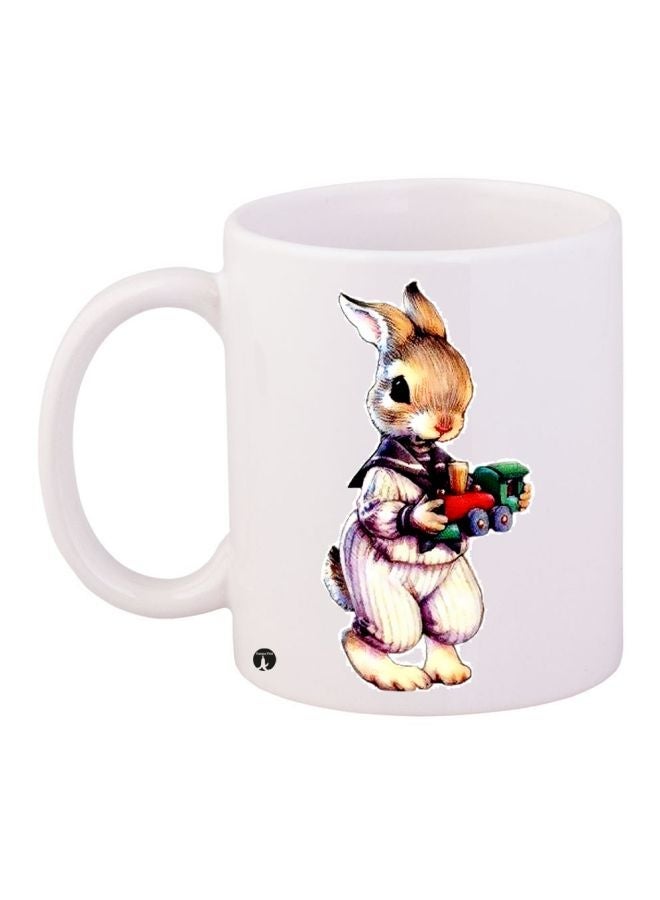 Bunny Printed Coffee Mug White/Green/Black 11ounce