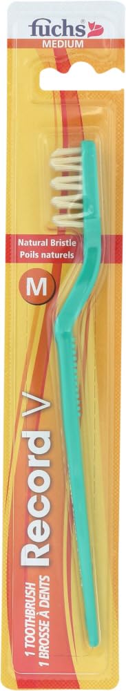 Fuchs: Pure Natural Bristle Record V Adult Medium Toothbrush, 1 ct (5 Pack) - Image 5