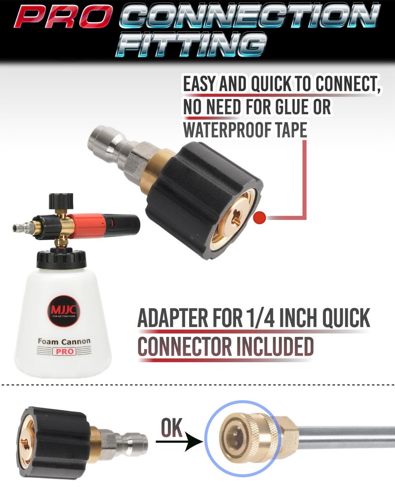 MJJC Foam Cannon Pro V2.0 (Thicker Snow Foam Technology) with 1/4 Inch Quick Connector for Pressure Washer, 40 oz Bottle (Pro V2.0 (1/4" Quick Connector) + SOAP Sample) - Image 4