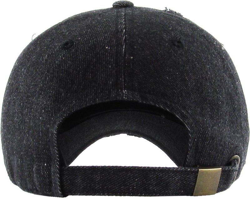 KBETHOS KBE-Vintage BDM Hand Washed Hand Distressed Baseball Cap Black Denim - Image 3