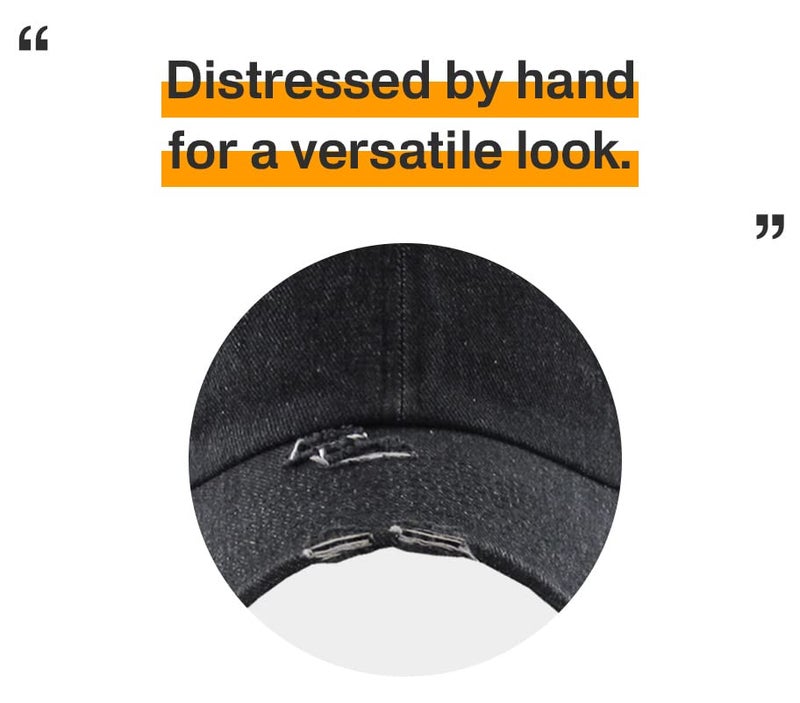 KBETHOS KBE-Vintage BDM Hand Washed Hand Distressed Baseball Cap Black Denim - Image 5