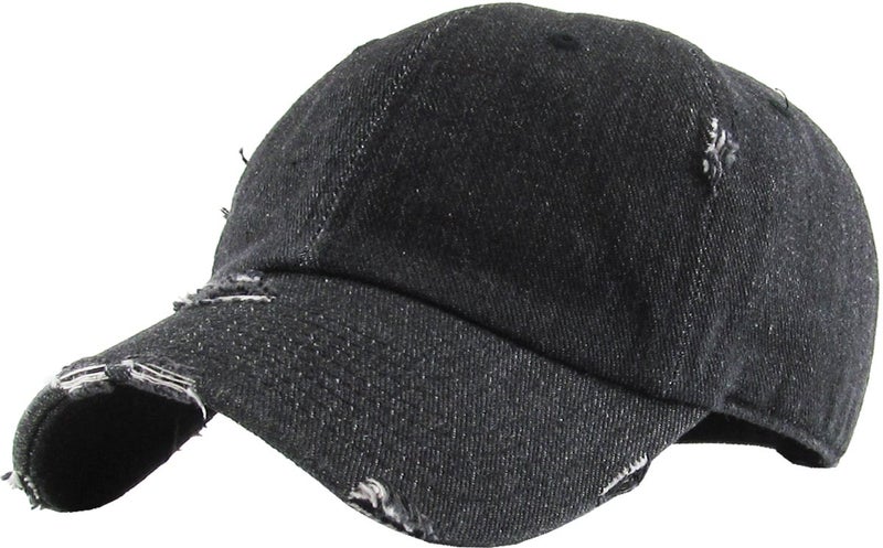 KBETHOS KBE-Vintage BDM Hand Washed Hand Distressed Baseball Cap Black Denim - Image 1