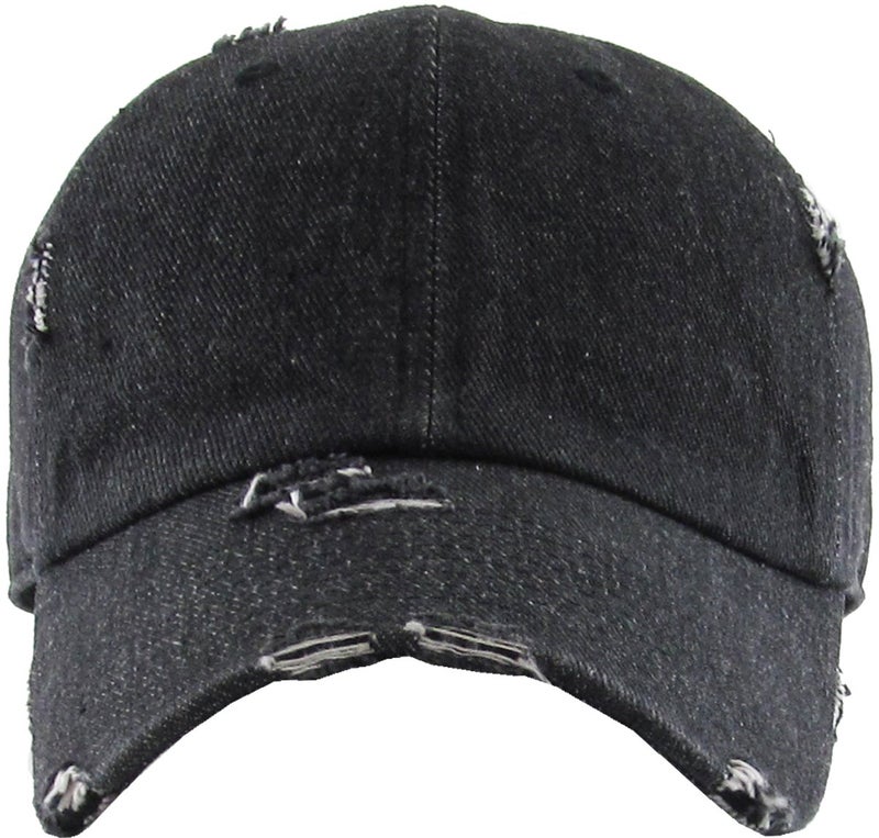KBETHOS KBE-Vintage BDM Hand Washed Hand Distressed Baseball Cap Black Denim - Image 2