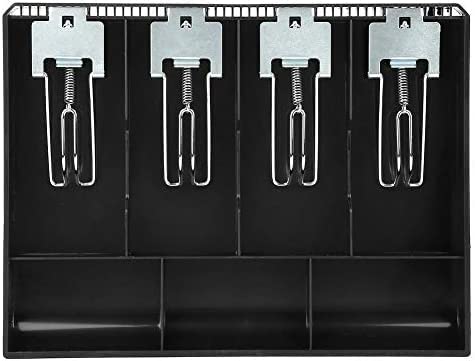 Homava Money Tray Cash Register Drawer Insert Tray Portable Currency Till Replacement Money Organizer Storage Box with 4 Bills 3 Coins Compartments | Metal Clip | 32 X 24.5 X 35 cm | Black - Image 1