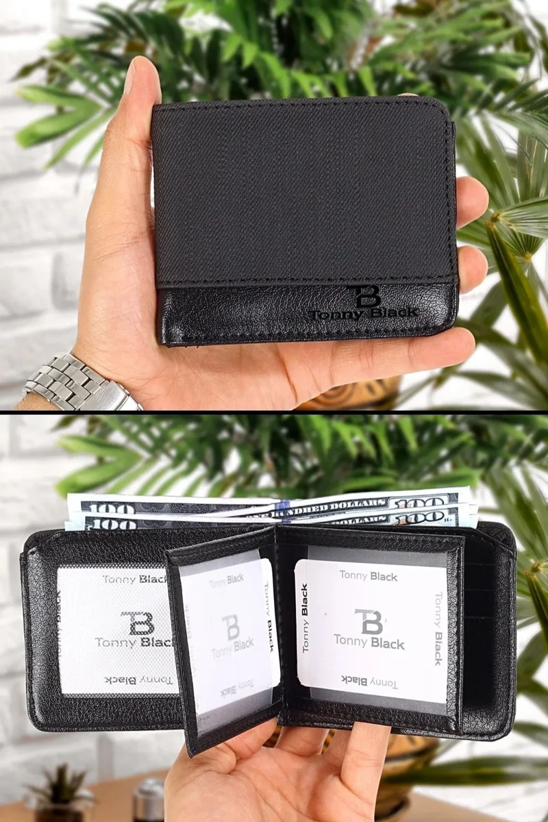توني بلاك Original Men's Special Gift Boxed Set of 4 Luxury Series Gift Accessory Box Dowry Wedding Groom Set for Father Stylish Classic Leather Belt Wallet Card Holder and Perfume Set