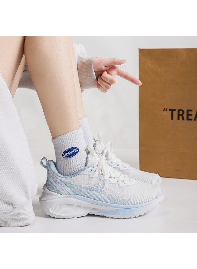 Pull Back Huili Women's Mesh Casual Shoes, Spring Autumn Summer Lightweight Comfortable Walking Shoes For Women Wxy4550 White Blue 38 - Image 2