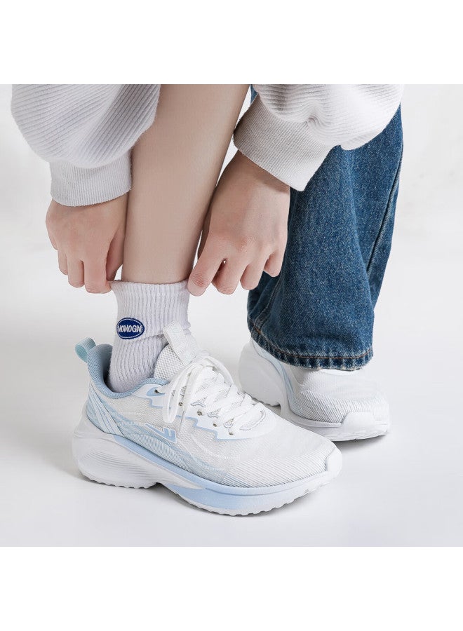 Pull Back Huili Women's Mesh Casual Shoes, Spring Autumn Summer Lightweight Comfortable Walking Shoes For Women Wxy4550 White Blue 38 - Image 3